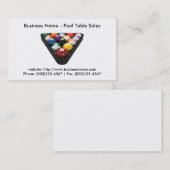 Carte de visite : Ventes de table de pool (Devant / Derrière)