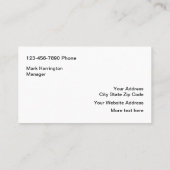 Carte De Visite Ventes et service de chariot de golf (Dos)