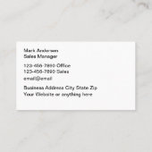 Carte De Visite Ventes Et Services À Domicile (Dos)