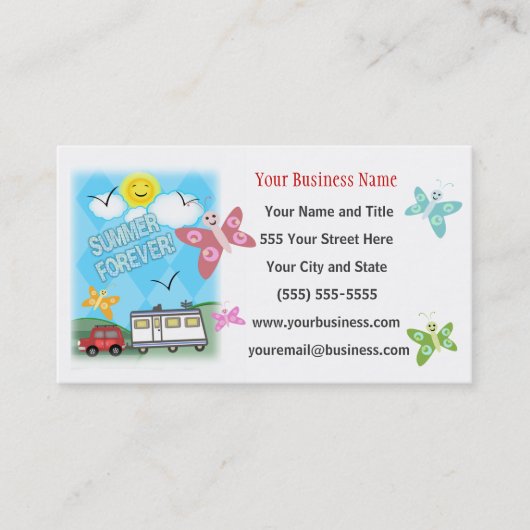 Carte De Visite Ventes faites sur commande des terrains de camping (Devant)