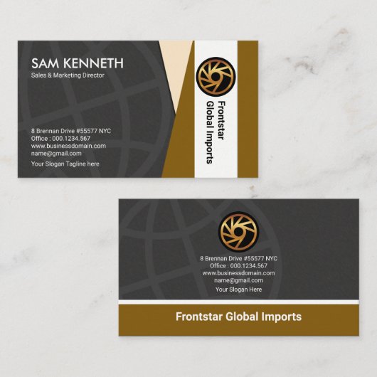 Carte De Visite Ventes verticales Brown dans le Globe gris (Devant / Derrière)