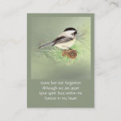 Carte De Visite Ventilateur de chickadee commémoratif de conservat (Dos)