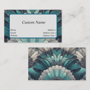 Carte De Visite Ventilateurs Art Nouveau bleu et argent