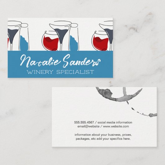 Carte De Visite Ver à vin | Illustrations (Devant / Derrière)