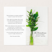 Carte De Visite Verdure dans le service funéraire Vase Prière comm (Extérieur déplié)