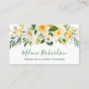 Carte De Visite Verdure élégante et moderne Vert floral jaune