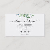 Carte De Visite Verdure Foliage Wedding planner Élégant Moderne (Dos)