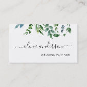 Carte De Visite Verdure Foliage Wedding planner Élégant Moderne (Devant)
