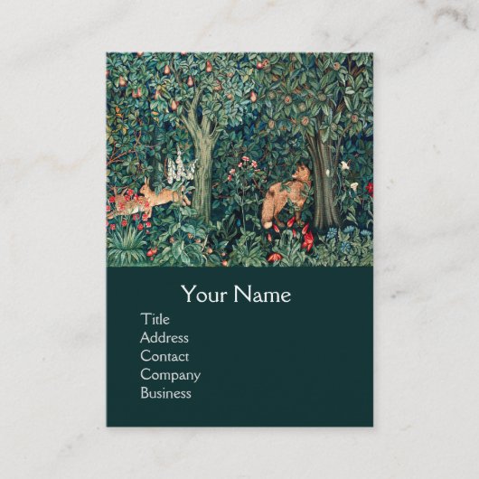 Carte De Visite VERDURE, Hares d'ANIMAUX FORESTIERS, Renard, Vert  (Devant)