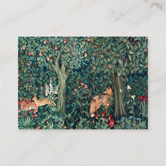 Carte De Visite VERDURE, Hares d'ANIMAUX FORESTIERS, Renard, Vert  (Dos)