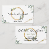 Carte De Visite Verdure luxuriante Rose floral Or nature (Devant / Derrière)