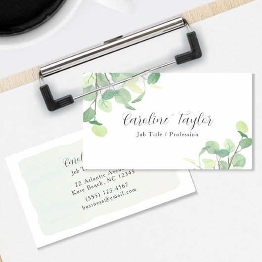 Carte De Visite Verdure moderne Aquarelle Boutique Eucalyptus