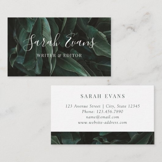 Carte De Visite Verdure moderne de feuille (Devant / Derrière)