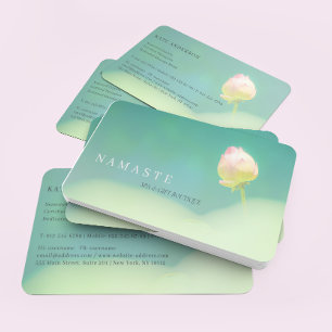 Carte De Visite Verdure rosâtre de fleur de Lotus blanc de ©