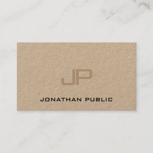 Carte De Visite Véritable Kraft Papier Élégant Monogramme Moderne 
