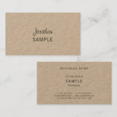Carte De Visite Véritable Kraft Papier Élégant Script Moderne Uniq (Devant / Derrière)