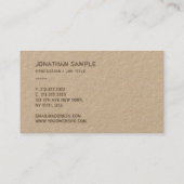 Carte De Visite Véritable Modèle papier Kraft Brown Texte désappro (Dos)