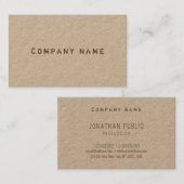 Carte De Visite Véritable papier Kraft Élégant Modèle texte désorg (Devant / Derrière)