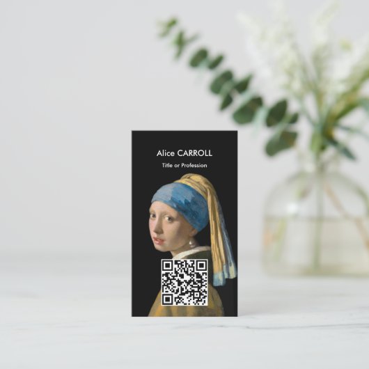 Carte De Visite Vermeer - Fille à oreille perle - Code QR (Debout devant)