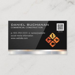 Carte De Visite Verni noir Outils de constructeur Entrepreneur