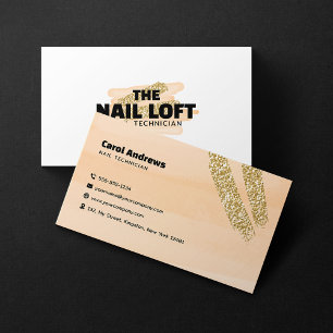 Carte De Visite Vernis à ongles en or scintillant Salon d'artiste