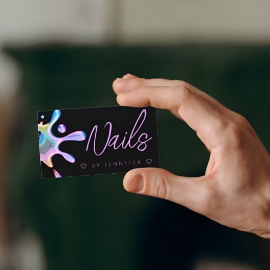 Carte De Visite Vernis Holographique Splash Drip Ongles Code QR No