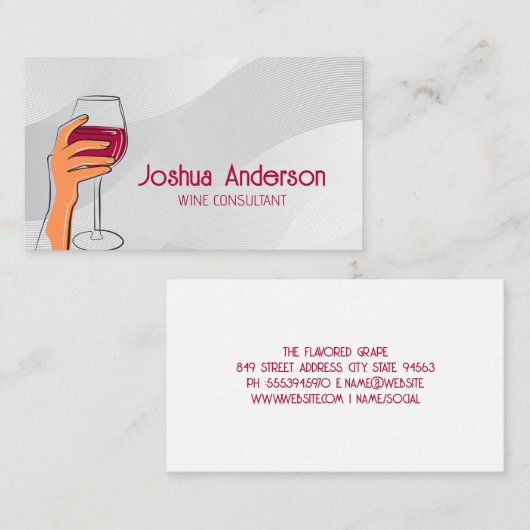 Carte De Visite Verre à main de vin (Devant / Derrière)
