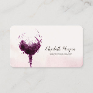 Carte De Visite Verre à vin élégant et chic à l'aquarelle pour pro