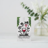 Carte De Visite Verre à vin et raisins | Vin Feuille (Debout devant)