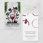 Carte De Visite Verre à vin et raisins | Vin Feuille (Devant / Derrière)