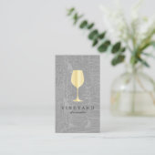 Carte De Visite Verre à vin gris texturé avec or (Debout devant)