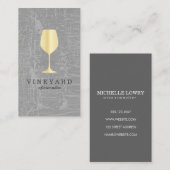 Carte De Visite Verre à vin gris texturé avec or (Devant / Derrière)