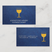Carte De Visite Verre à vin jaune | Cuir bleu (Devant / Derrière)