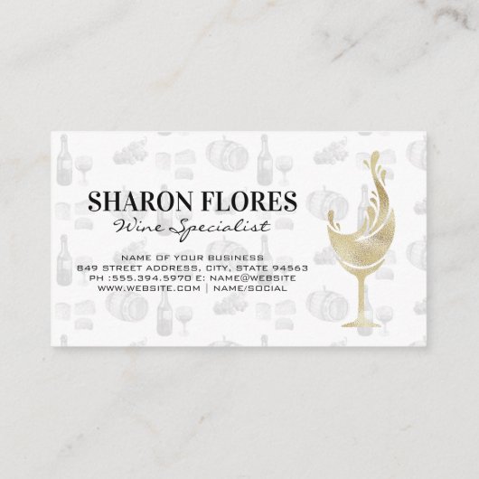 Carte De Visite Verre à vin or (Dos)