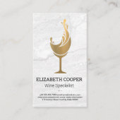 Carte De Visite Verre à vin or | Arrière - plan en marbre (Devant)