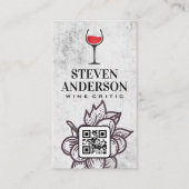 Carte De Visite Verre à vin rouge | Code QR (Devant)