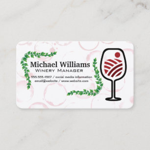 Carte De Visite Verre à vin rouge Taches de vin Vignes
