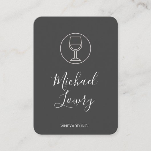 Carte De Visite Verre à vin Simple Black Grey (Devant)