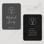 Carte De Visite Verre à vin Simple Black Grey (Devant / Derrière)