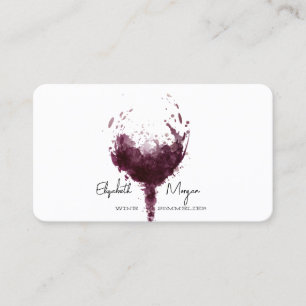 Carte De Visite Verre à vin tache de vin professionnel, Sommelier