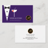 Carte De Visite Verre créatif de Martini du smoking du serveur (Devant / Derrière)