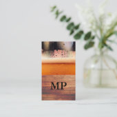 Carte De Visite Verre de bière Bois rustique | Monogramme (Debout devant)