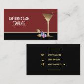 Carte De Visite Verre de cocktail métal or (Devant / Derrière)