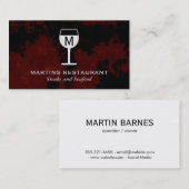 Carte De Visite Verre de vin | Artiste (noir, rouge) (Devant / Derrière)