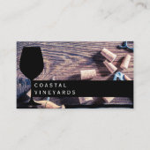 Carte De Visite Verre de vin | Bouchons de vin sur table en bois (Devant)