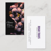 Carte De Visite Verre de vin | Compteur | Raisins sur vigne (Devant / Derrière)