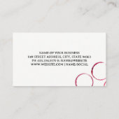 Carte De Visite Verre de vin | Raisins | Corks (Dos)