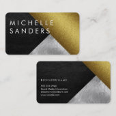 Carte De Visite Verre en cuir d'or chic Art moderne (Devant / Derrière)