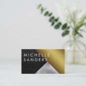 Carte De Visite Verre en cuir d'or chic Art moderne (Debout devant)