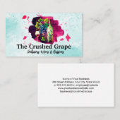 Carte De Visite Verre et raisins de bouteille de vin | Aquarelle (Devant / Derrière)